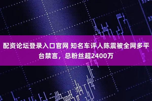 配资论坛登录入口官网 知名车评人陈震被全网多平台禁言，总粉丝超2400万